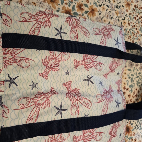 Insulated cooler zip bag with lobster and starfish. - Picture 4 of 6